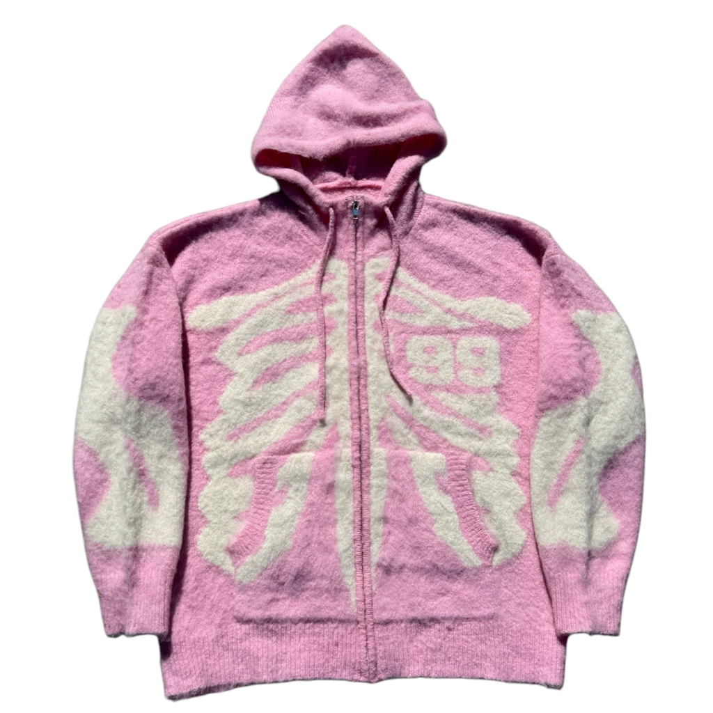 Pink Skeleton Mohair Zip Up