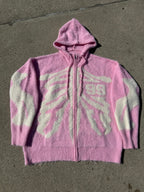 Pink Skeleton Mohair Zip Up