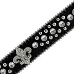 Black Scout With Studs And White Stones Studded Rhinestones Belts