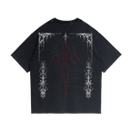 Fallen Angel Garment Dyed Streetwear Tee 260GSM Black Cotton With Faded Raw Hem