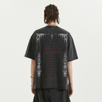 Fallen Angel Garment Dyed Streetwear Tee 260GSM Black Cotton With Faded Raw Hem