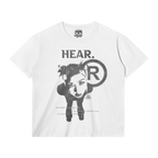 HEAR Streetwear Tee White Cotton T Shirt Classic Fit 180 GSM DTG Print