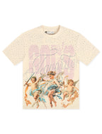 First Row Cropped Washed Rhinestone Tee - Cream