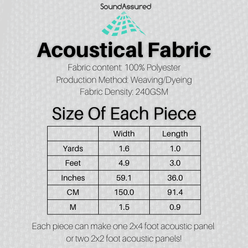Fire Treated Acoustic Fabric - SoundAssured Dual Layer Acoustical Fabric (100% Acoustic Transparency)